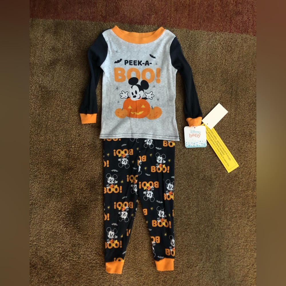 Disney Baby Mickey Mouse Peek-a-BOO pumpkin 2 piece unisex sleepwear